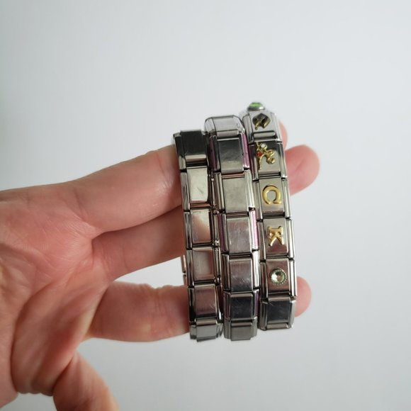 3 Stainless Steel Stretch Charm Bracelets with Extra Links - Picture 3 of 7